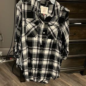 SO size large grey plaid shirt dress